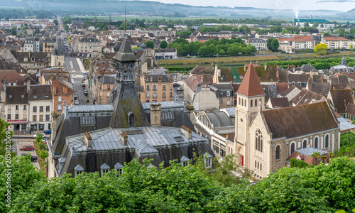 Schilderij op canvas Chateau-Thierry, France - 05 02 2026: Panoramic view of the town hall, the Unite