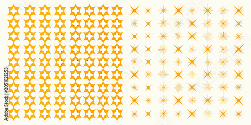 Schilderij op canvas Yellow Star Pattern With Gradated Density On Cream Background