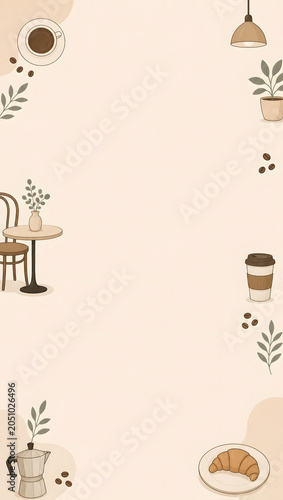 pastel background with cafe theme