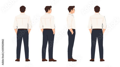 Bild auf Leinwand Businessman character turnaround with back and side views