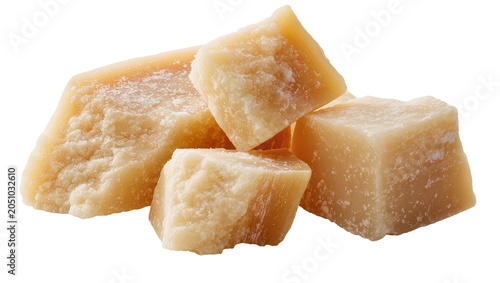 Canvas Print Parmesan cheese chunks with rough texture and pale yellow color