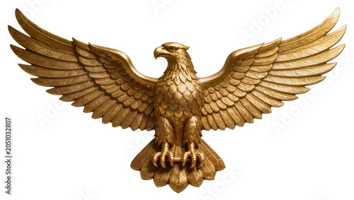 Billede på lærred Golden eagle statue with spread wings