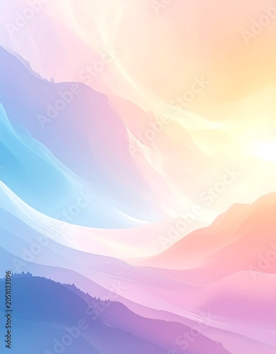 Vibrant abstract landscape with colorful sunset.