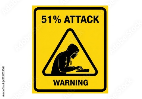 51 percent attack warning sign isolated on white background