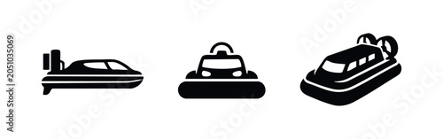 Canvastavla Hovercraft Vehicle Icons Set for Modern Transportation