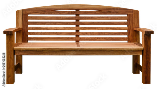 Tableau sur toile Wooden garden bench with slatted seat and backrest