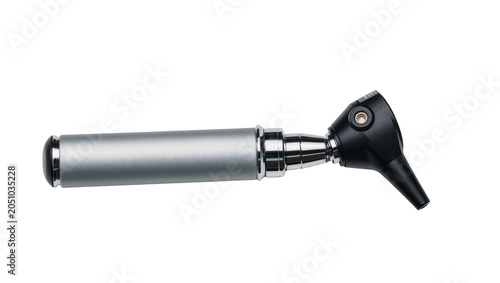 Fotografía Medical otoscope with silver handle and black head