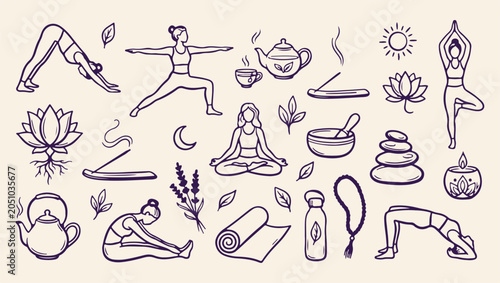 Photos yoga wellness meditation practice pattern, calm mindful yoga exercise background