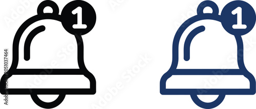 Fotografie Two notification bell with number one badge