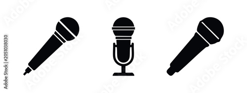 Schilderij op canvas Microphone icons for audio recording and performance.