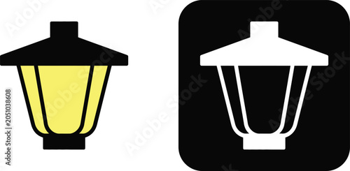 Two street lamp with yellow light