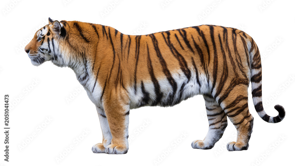 Fototapeta premium Bengal tiger standing profile view