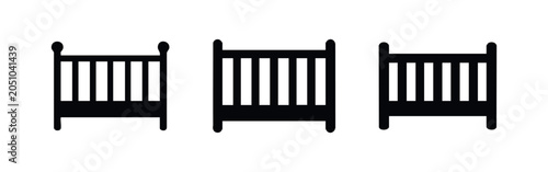 Foto Baby crib and cot icon set, perfect for nursery, baby care, and family themes