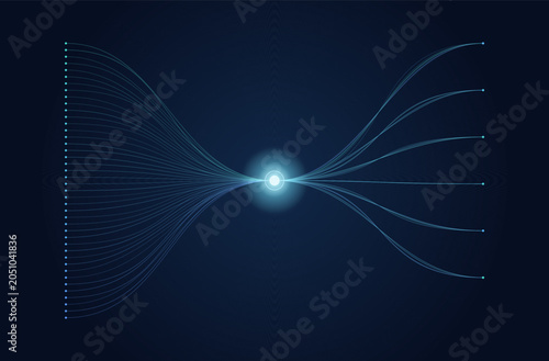 Abstract Network Hub Background With Data Lines Converging And Branching To Connected Nodes