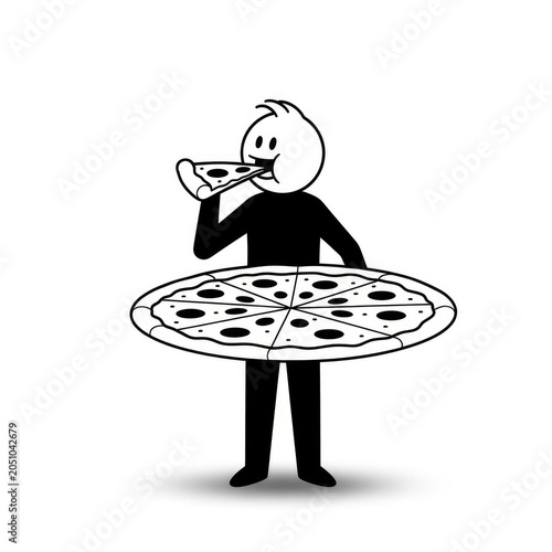 Man eating a slice of pizza.