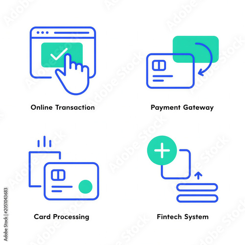 Digital Payment System Online Transaction Fintech Vector Set