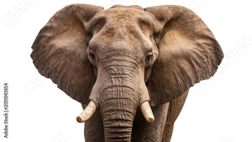 African elephant head with large ears and tusks