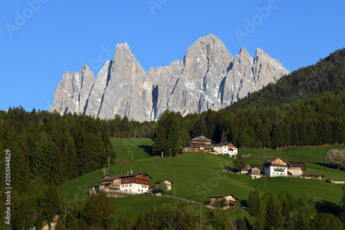 The Odle Group in the heart of the Funes Dolomites in South Tyrol, Italy.
