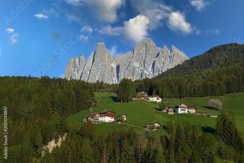 The Odle Group in the heart of the Funes Dolomites in South Tyrol, Italy.
