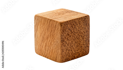Фотография Wooden cube with visible grain and porous texture
