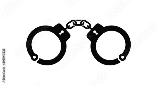 Konstfotografi Handcuffs Silhouette On White Background Law Enforcement Restraint Device
