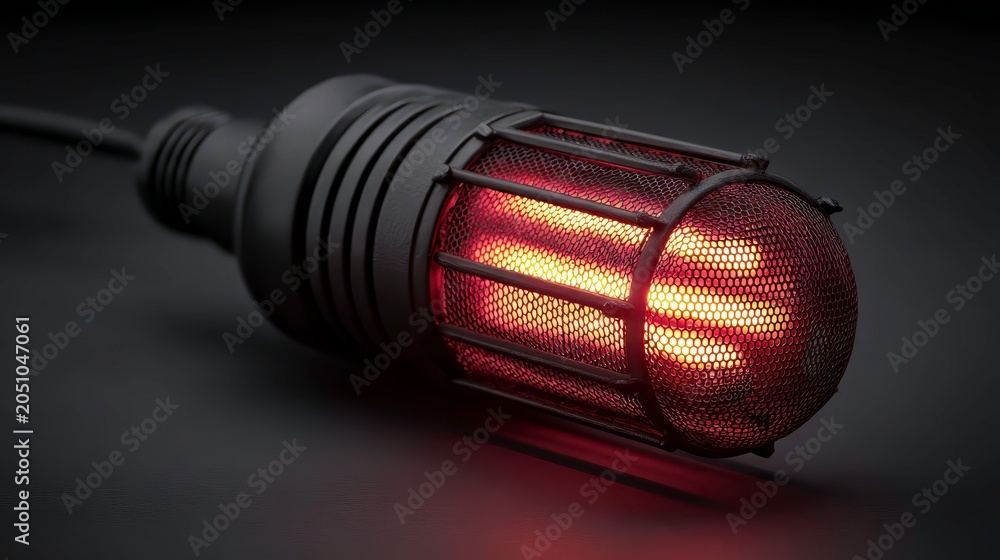 Obraz premium Industrial Style Vintage Light Bulb with Warm Glow on Dark Background