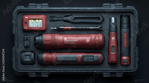Professional Tool Kit with Flashlights and Electronic Tester