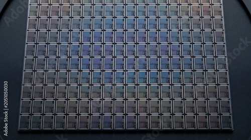 Diced silicon wafer die grid with dicing lane matrix