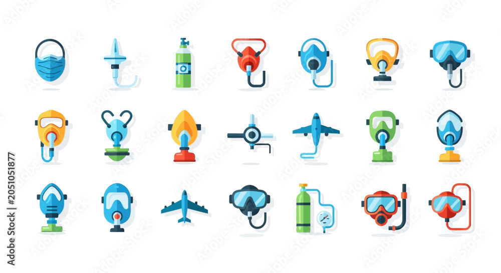 Fototapeta premium Collection of Various Scuba Diving Icons.