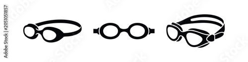 Canvastavla Vintage pilot or swimming goggles vector icon set for protection and safety
