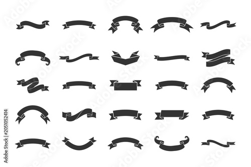 Set of Ribbon Vector Illustration, Elegant Decorative Banner Elements for Design, Label, and Badge