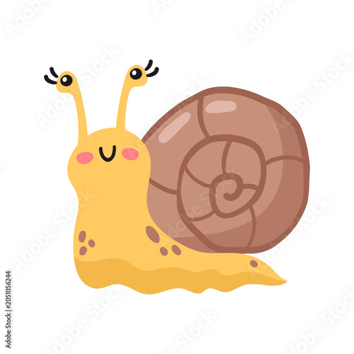 Cute snail on white background