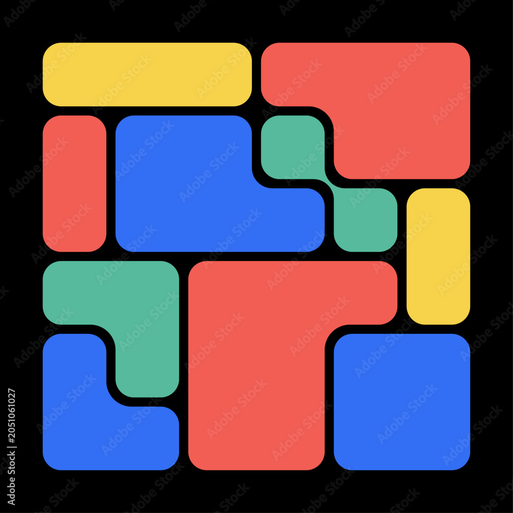 Fototapeta premium Colorful Abstract Y2K Vector Bento Grid Layout With Blob Geometric Shapes. Flat Modern Geometric Pattern With Simple Frames And Futuristic Layout Style. Modern Vector Frames For Stylish Collages.