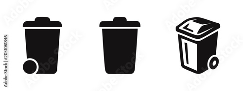 Принти на полотні Wheelie Bin and Trash Can Icons Set