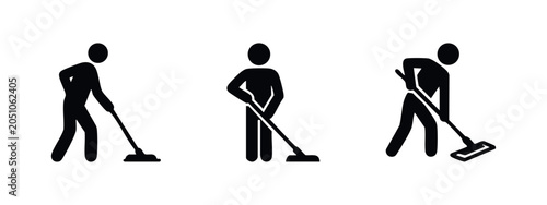 Photos Person mopping icons set