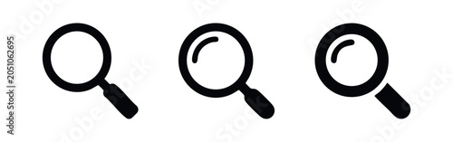 Magnifying glass vector icons set. Search and zoom symbol.