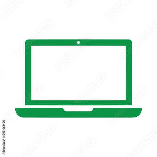 Green Laptop Icon Representing Technology and Digital Devices