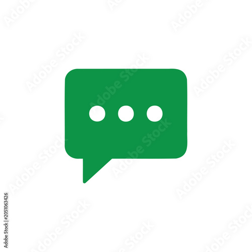 Green Speech Bubble Icon for Communication and Messaging
