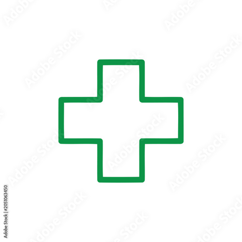 Green Cross Icon Symbolizing Healthcare and Medical Services