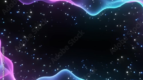 Vibrant Plasma Flow Overlay featuring purple and cyan plasma waves flow along the edges of a dark starry frame, leaving