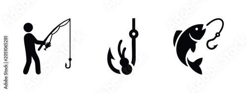 Konstfotografi Set of fishing icons