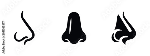 Fotografija Human nose icons set. Sense of smell and facial anatomy.