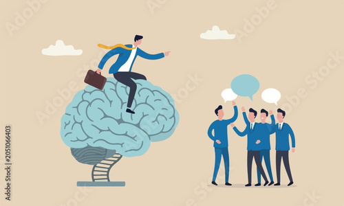 Tableau sur toile Brain intelligence brainstorm, imagination to success concept, businessman ridin