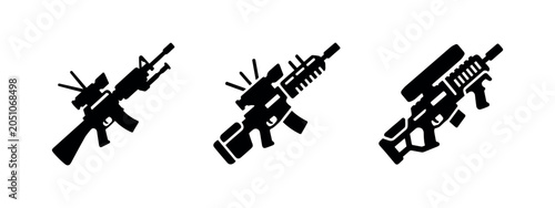 Cuadro en lienzo Tactical assault rifle icon set