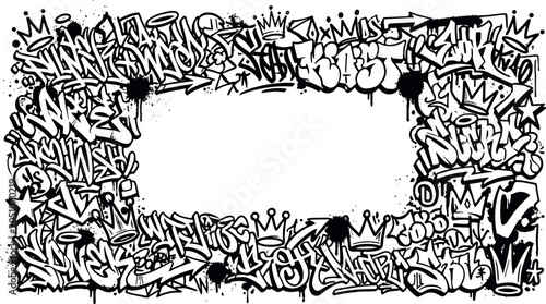 Konstfotografi Urban graffiti street art style frame border with spray paint effect graffiti ba
