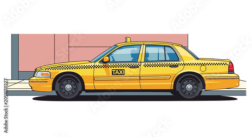 Fotografie Yellow New York City Taxi Cab Side View Illustration