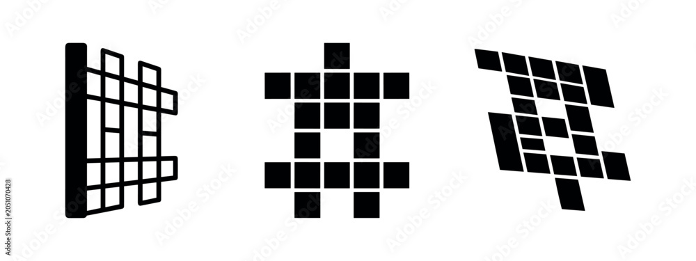 Fototapeta premium Grid and square block abstract geometric icons