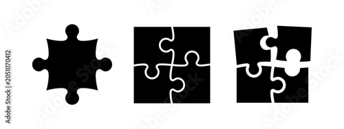 Foto Jigsaw puzzle pieces and incomplete puzzle icons