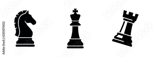 Photos Chess piece icons: knight, king, and rook