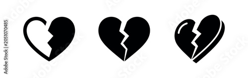 Fotografie Broken heart icons symbolizing heartbreak and sadness